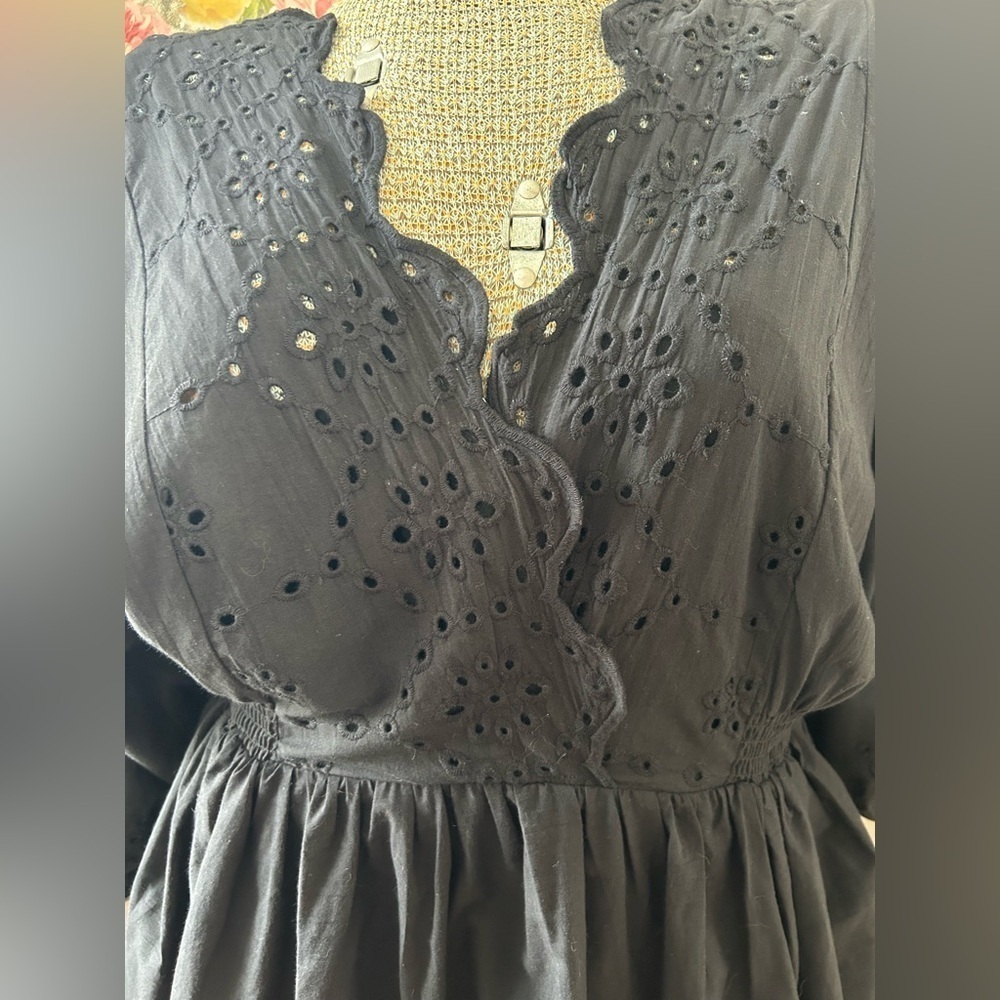 NWT MUSTARD SEED BAILEY EYELET DRESS. Sz.M LACE UP BACK, PUFF SLEEVES, GORGEOUS - Picture 3 of 14